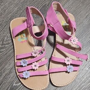 Rachel Shoes Pink Floral Strap Sandals for Kids
